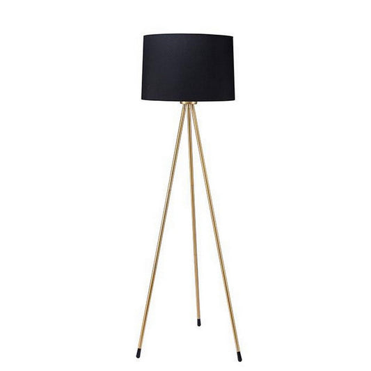 Zeri 59 Inch Floor Lamp, Modern Style Tripod Legs, Metal, Black and Gold By Casagear Home