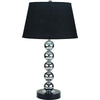 16 Inch Table Lamp Set of 2, 5 Ball Stem, Round Base, Chrome Metal, Black By Casagear Home