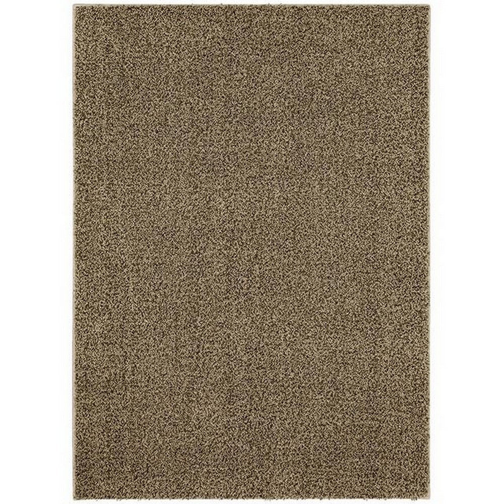 Dufu 8 x 10 Area Rug, Large, Hard Latex Backing, Polyester, Dark Beige By Casagear Home