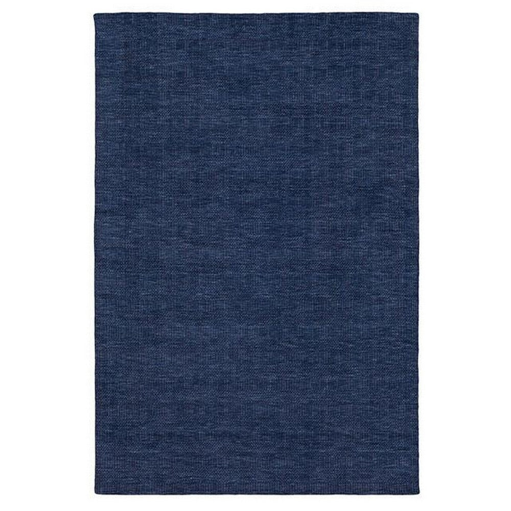 Shey 5 x 8 Area Rug, Medium, Hand Loomed Wool, No Backing, Navy Blue By Casagear Home