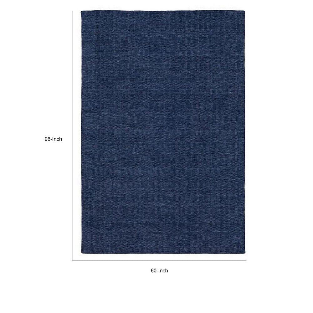 Shey 5 x 8 Area Rug Medium Hand Loomed Wool No Backing Navy Blue By Casagear Home BM311097