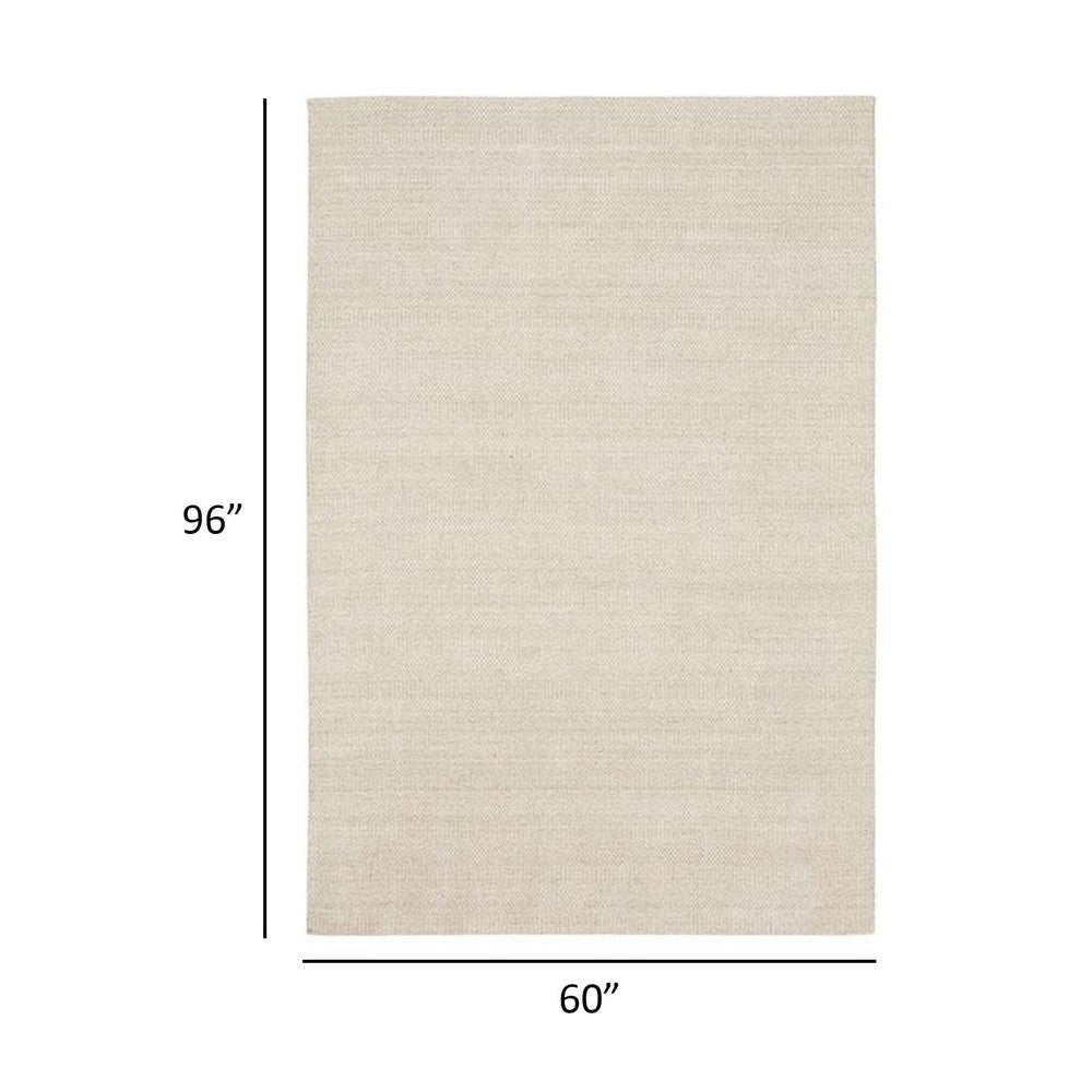 Shey 5 x 8 Area Rug Medium Hand Loomed Wool No Backing Ivory Finish By Casagear Home BM311100