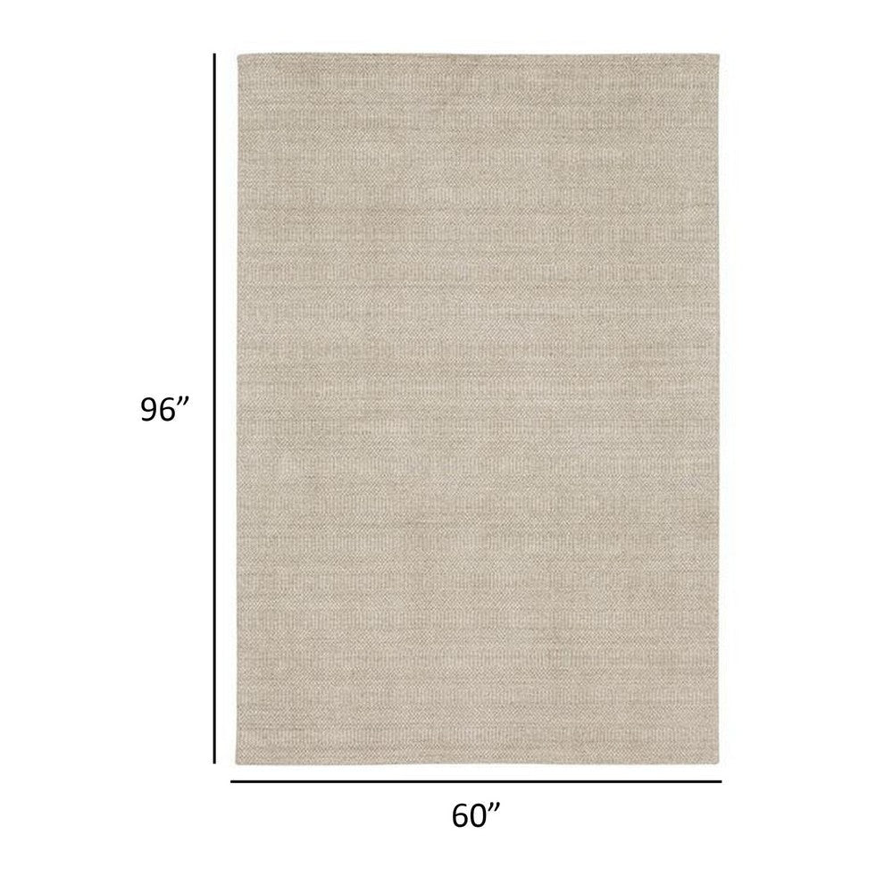 Shey 5 x 8 Area Rug Medium Hand Loomed Wool No Backing Silver Finish By Casagear Home BM311101