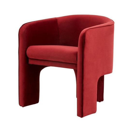 24 Inch Accent Chair, Modern Art Style, Burnt Red Velvet Upholstery By Casagear Home