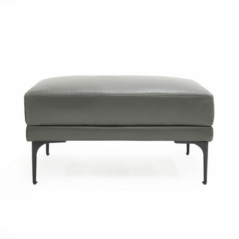 Salk 30 Inch Ottoman Rectangular Cushioned Seat Dark Gray Upholstery By Casagear Home BM311175