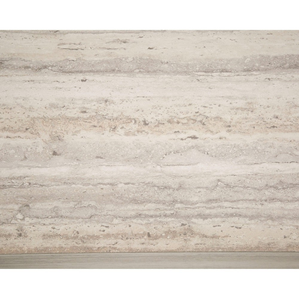 Lia 55 Inch Coffee Table Rectangular Travertine Stone Finish Laminated Top By Casagear Home BM311178