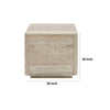 Lia 20 Inch End Table Square Travertine Stone Finish Laminated Top By Casagear Home BM311179