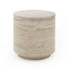 Lia 18 Inch End Table Round Travertine Stone Finish Laminated Top By Casagear Home BM311182