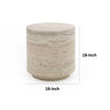 Lia 18 Inch End Table Round Travertine Stone Finish Laminated Top By Casagear Home BM311182