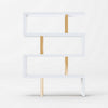 67 Inch Bookcase, Vertical Freestanding Divider, 4 Shelves, White, Gold By Casagear Home