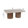 Kohl 50 Inch Cocktail Table Brown Mango Wood Drum Base Cream Floated Top By Casagear Home BM311231