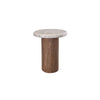 Kohl 26 Inch Side End Table, Brown Mango Wood, Drum Base, Cream Floated Top By Casagear Home