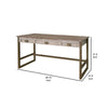 Kohl 60 Inch Desk Brown Mango Wood 3 Drawers Antique Bronze Iron Base By Casagear Home BM311235