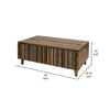 Texu 50 Inch Cocktail Table Brown Blue Pine Wood Hinged Top Tapered Legs By Casagear Home BM311237