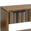 Texu 55 Inch Sofa Console Table Pine Wood 3 Drawers 1 Shelf Brown Blue By Casagear Home BM311240