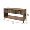 Texu 55 Inch Sofa Console Table Pine Wood 3 Drawers 1 Shelf Brown Blue By Casagear Home BM311240