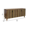 Texu 69 Inch Sideboard Console Pine 4 Doors Pedant Handles Brown Green By Casagear Home BM311246