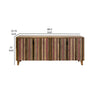 Texu 69 Inch Sideboard Console Pine 4 Doors Pedant Handles Brown Pink By Casagear Home BM311247