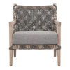 30 Inch Club Chair Solid Teak Wood Woven Back and Seat Gray Cushion By Casagear Home BM311380