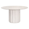 Nyl 21 Inch Coffee Table, Round Shape, Fluted Details, Plinth Base, White By Casagear Home