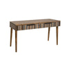 Texu 61 Inch Desk, Pine Wood, 2 Drawers, Slim Tapered Legs, Brown, Blue By Casagear Home