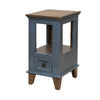 Rozy 26 Inch Chairside Table Pine Wood 1 Drawer Open Shelf Brown Blue By Casagear Home BM311496