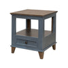 Rozy 26 Inch Side End Table Pine Wood 1 Drawer Open Shelf Brown Blue By Casagear Home BM311497