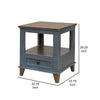 Rozy 26 Inch Side End Table Pine Wood 1 Drawer Open Shelf Brown Blue By Casagear Home BM311497