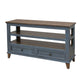 Rozy 55 Inch Sofa Table Pine Wood 2 Drawers Open Shelves Brown Blue By Casagear Home BM311498