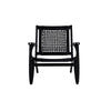 Heor 29 Inch Accent Chair Hexagon Rope Woven Back Seat Black Wood By Casagear Home BM311526