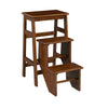 Nero 30 Inch Folding Step Stool, 3 Tier Design, Farmhouse, Rich Brown Wood By Casagear Home