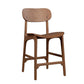 Seln 24 Inch Counter Stool Chair, Curved Seat, Open Back, Dark Brown Wood By Casagear Home