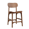 Seln 24 Inch Counter Stool Chair, Curved Seat, Open Back, Dark Brown Wood By Casagear Home