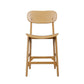 Seln 24 Inch Counter Stool Chair Curved Seat Open Back Light Brown Wood By Casagear Home BM311545