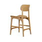 Seln 24 Inch Counter Stool Chair Curved Seat Open Back Light Brown Wood By Casagear Home BM311545