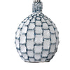 20 Inch Table Lamp Luxurious Lattice Ceramic Body Drum Shade Blue Silver By Casagear Home BM311576