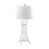 Lisi 29 Inch Table Lamp White Shade Silver Mettalic Bamboo Style Base By Casagear Home BM311578