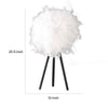 Rio 21 Inch Accent Table Lamp White Feather Shade Black Metal Tripod Base By Casagear Home BM311586