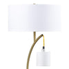 Jiya 29 Inch Arc Table Lamp Hanging Design 2 White Drum Shades Gold By Casagear Home BM311591