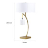 Jiya 29 Inch Arc Table Lamp Hanging Design 2 White Drum Shades Gold By Casagear Home BM311591