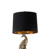 29 Inch Peacock Table Lamp Gold Polyresin Sculpture Black Drum Shade By Casagear Home BM311595