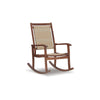 Emin 38 Inch Rocking Chair, Outdoor Resin Wicker Seat, Brown Wood Frame By Casagear Home