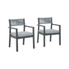 Arto 24 Inch Outdoor Dining Armchair Set of 2 Rope Back Cushion Gray Wood By Casagear Home BM311610