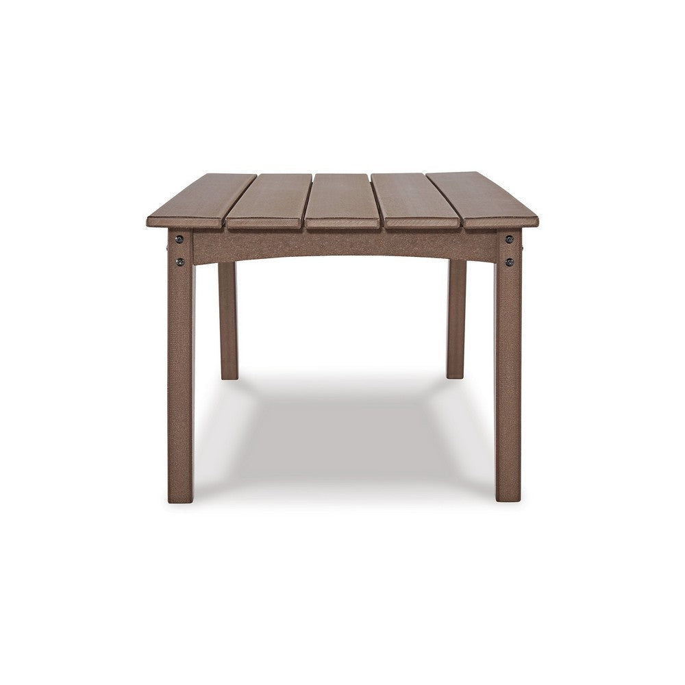 Emme 48 Inch Outdoor Coffee Table Rectangular Slatted Top Brown Frame By Casagear Home BM311626