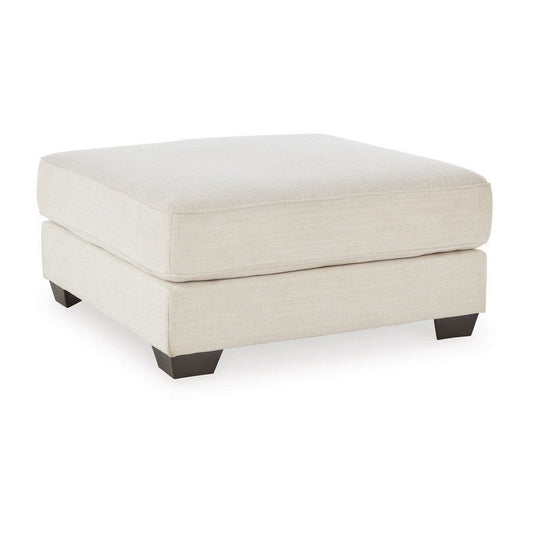 42 Inch Ottoman, Oversized Cushion, Modern Style, Soft Beige Polyester By Casagear Home