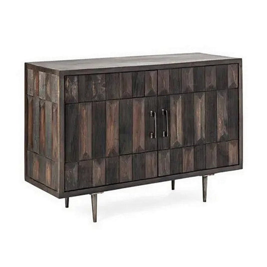 44 Inch Sideboard Cabinet Console with 2 Doors, Rustic Brown Mango Wood By Casagear Home