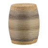 18 Inch Side Table, Drum Barrel Shape, Rattan Rope Top, Fir Wood, Brown By Casagear Home