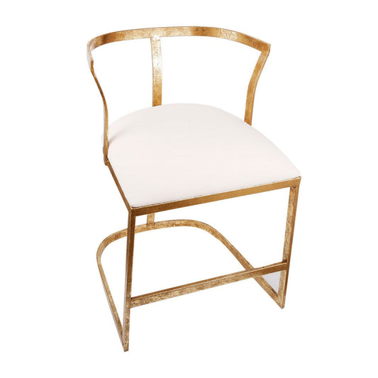 20 Inch Curved Accent Chair, Padded Seat, Open Metal Frame, Gold, White By Casagear Home