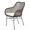 25 Inch Palapa Side Chair Cushion Rattan Cane Iron Legs White Black By Casagear Home BM311675