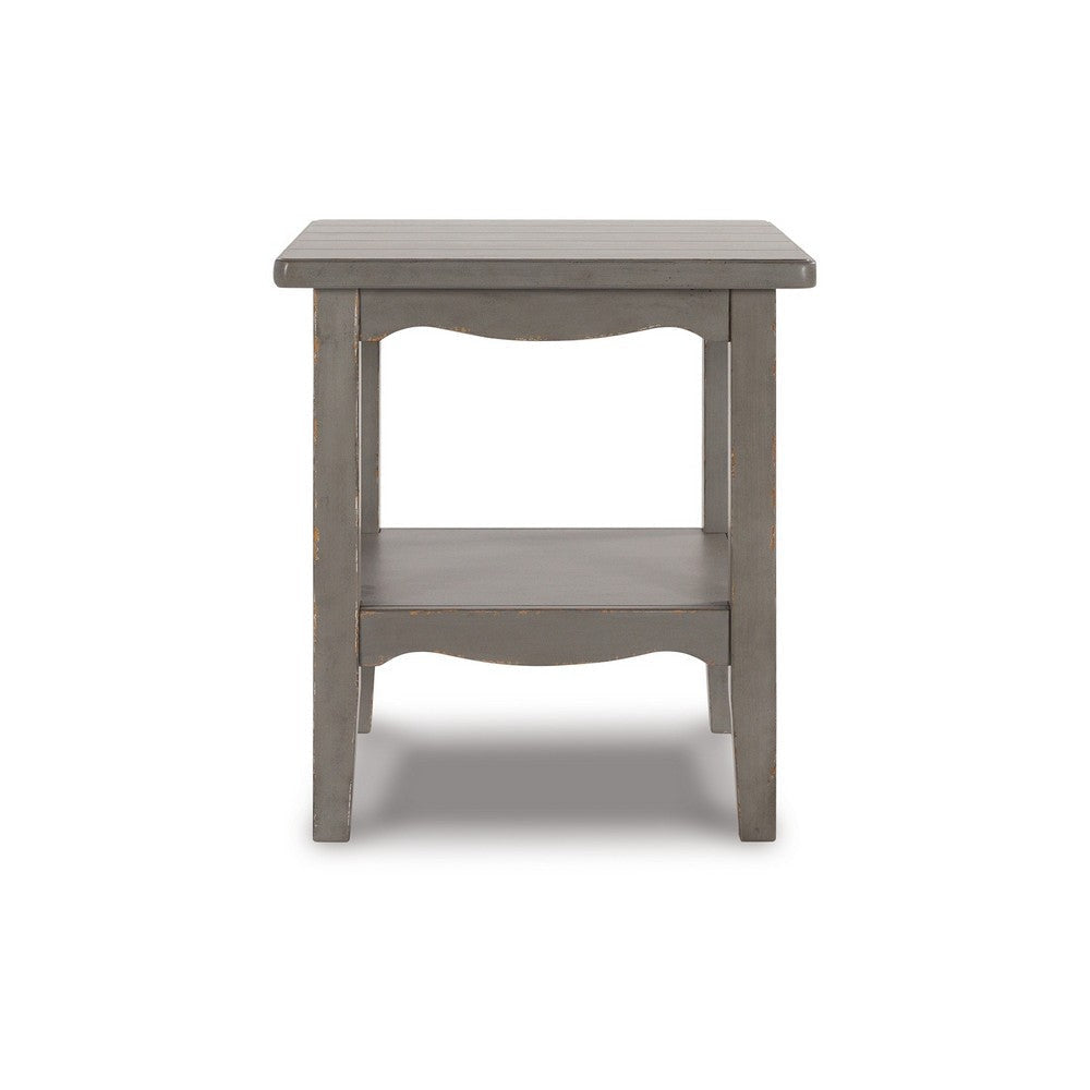 Arin 26 Inch Side End Table Open Shelf Vintage Style Gray Hardwood By Casagear Home BM311734